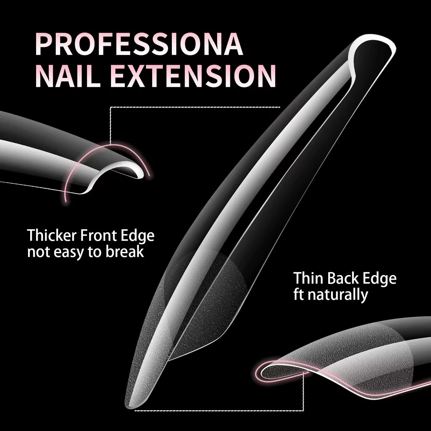 Extensions d'ongles transparentes - Lot de 240 ongles - Stiletto