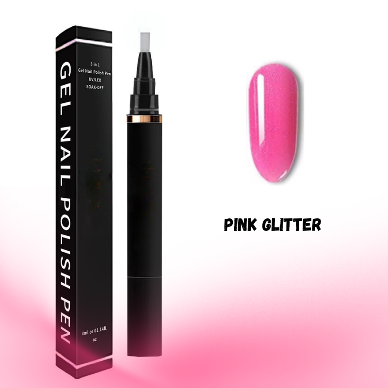 Gel Nail Polish Pen – Pink Glitter – 090