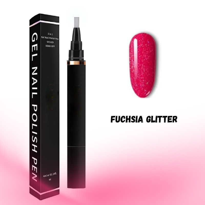 Gel Nail Polish Pen – Fuchsia Glitter – 091
