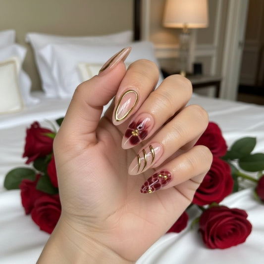 Opulent Flora - 24 Nails Set - Secret Teddy