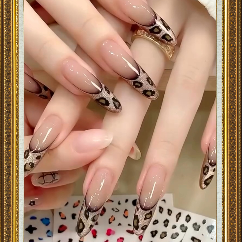 Handmade Reusable Long Oval Nails - Tiger Print - Secret Teddy