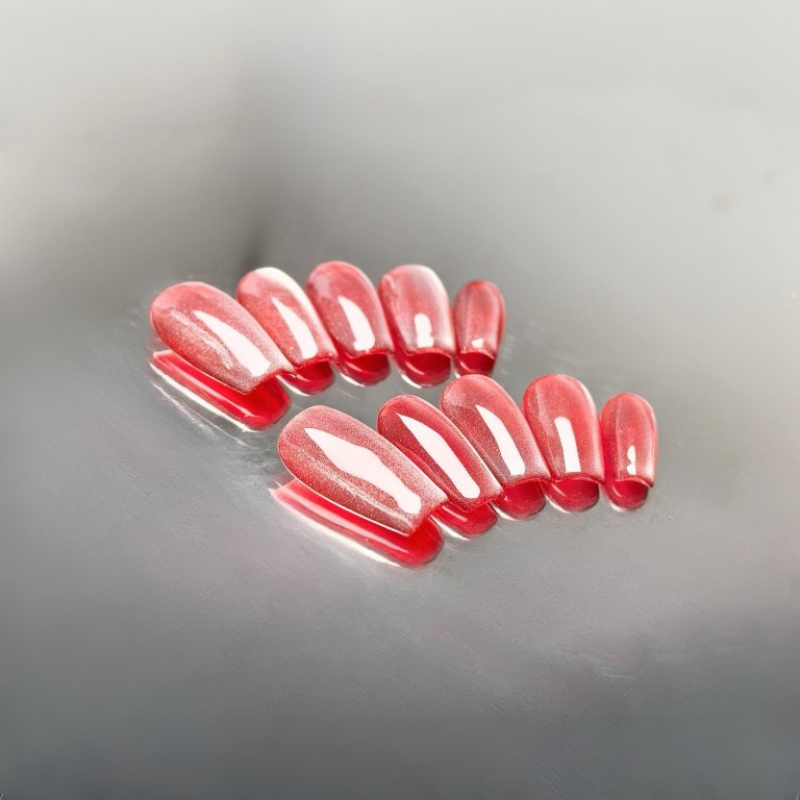 Handmade Reusable Cat Eye Nails - Red Shade - Secret Teddy