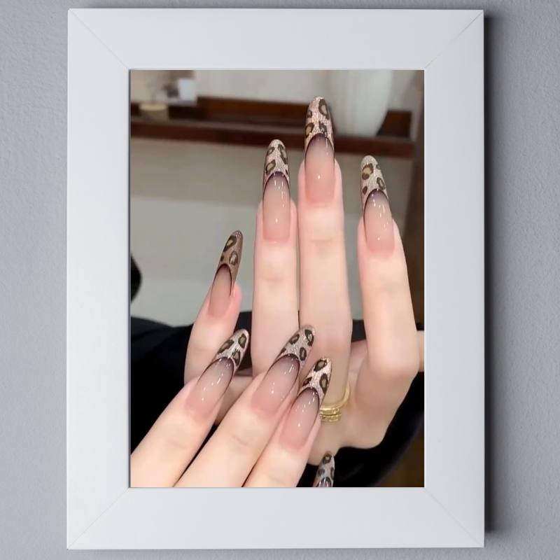 Handmade Reusable Long Oval Nails - Tiger Print - Secret Teddy