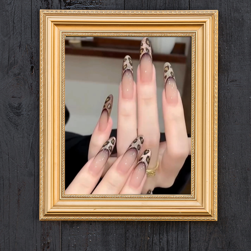 Handmade Reusable Long Oval Nails - Tiger Print - Secret Teddy