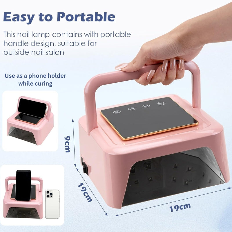 CureBeam Pro – 108W Cordless UV Nail Lamp for Opaque Nails, Gel Polish & Solid Gel Adhesive - Secret Teddy