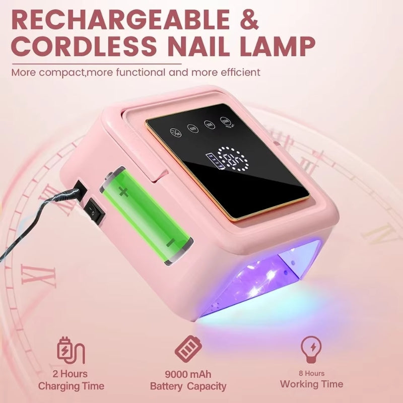 CureBeam Pro – 108W Cordless UV Nail Lamp for Opaque Nails, Gel Polish & Solid Gel Adhesive - Secret Teddy