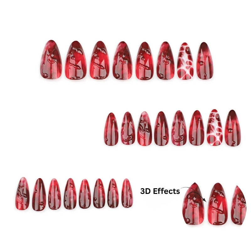3D Blood Red Gradient Almond Shape