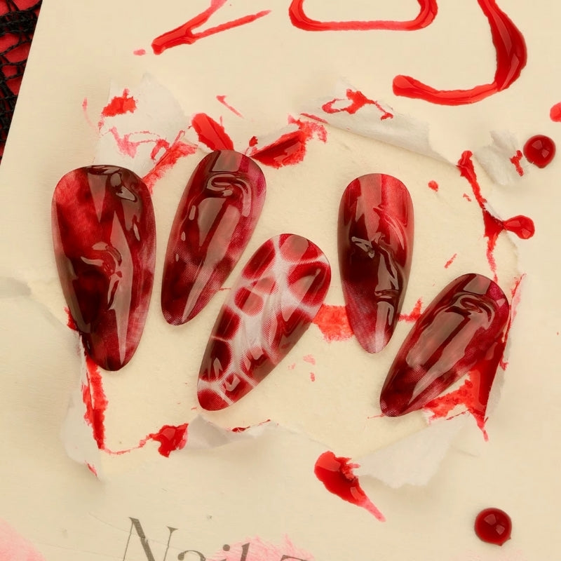 3D Blood Red Gradient Almond Shape