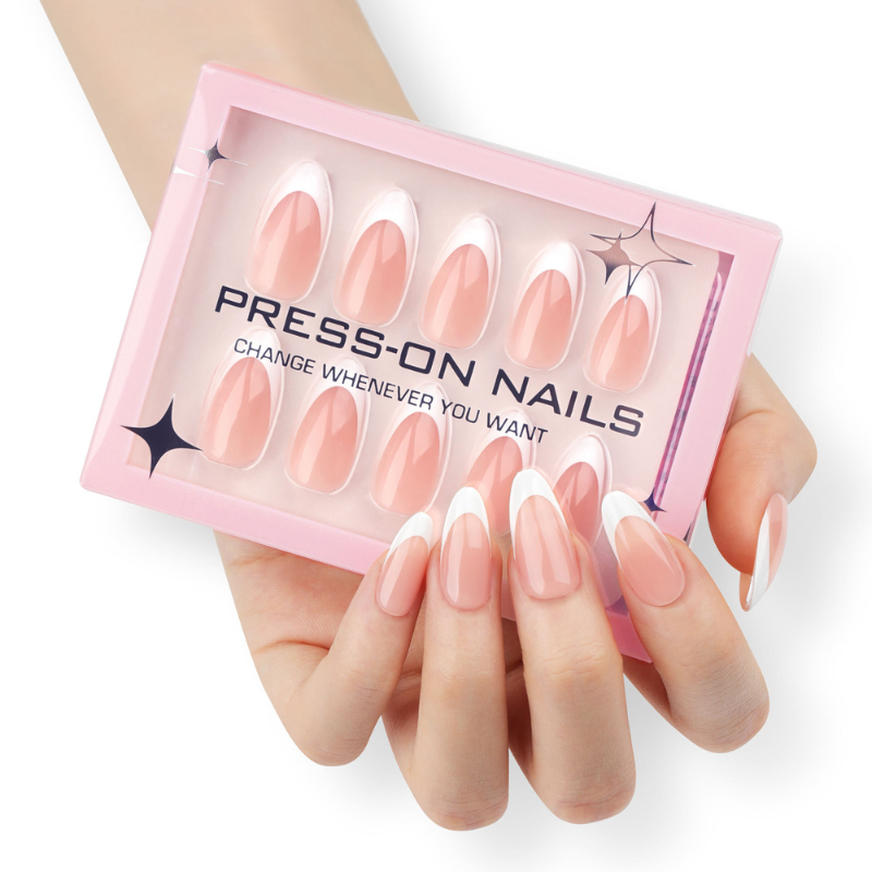 Press-On French Almond Nails – 30 Pieces for Salon-Quality Nails - Secret Teddy