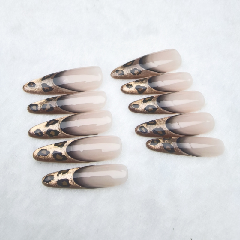 Handmade Reusable Long Oval Nails - Tiger Print - Secret Teddy