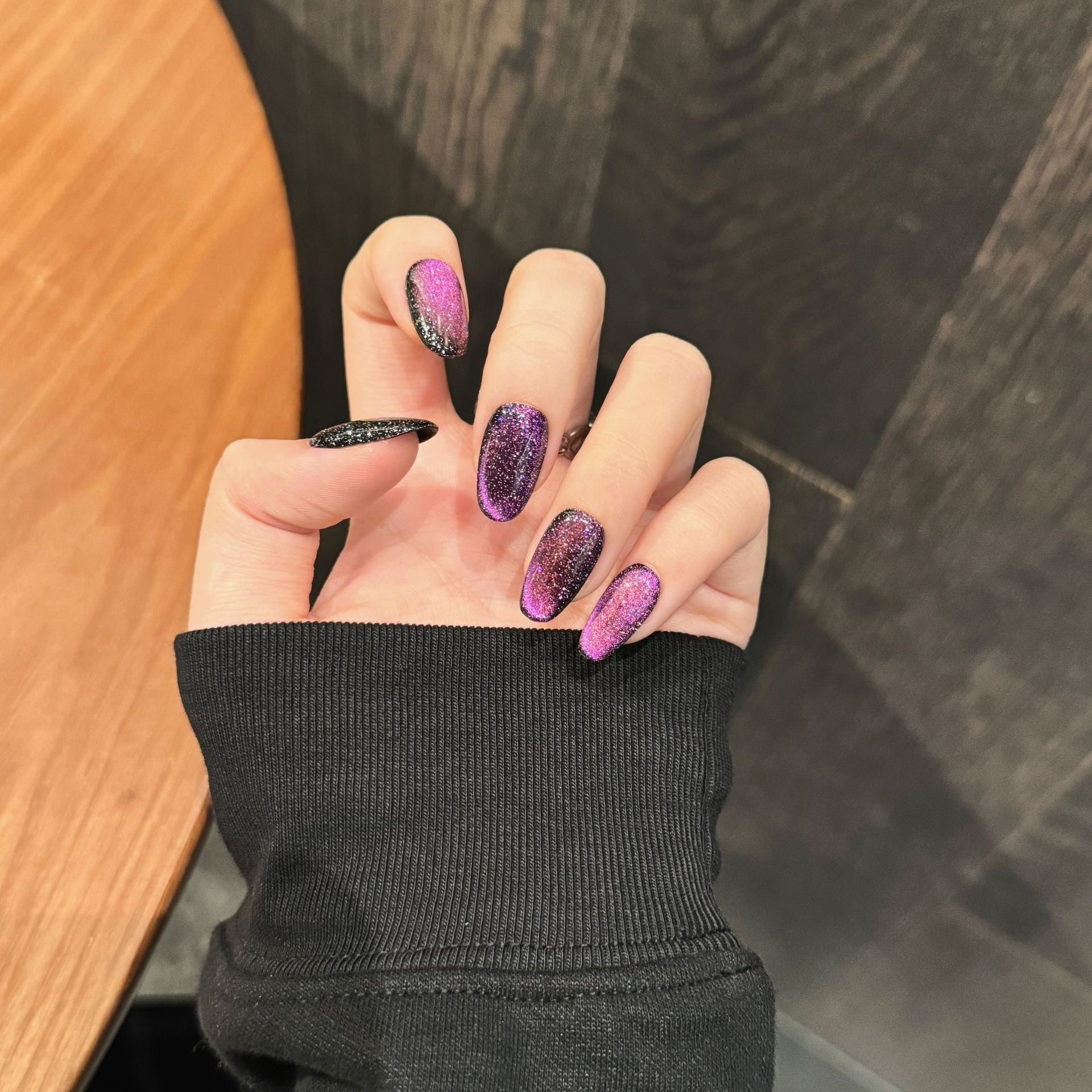 Handmade Reusable Cat Eye Nails - Purple Royal Stardust - Secret Teddy