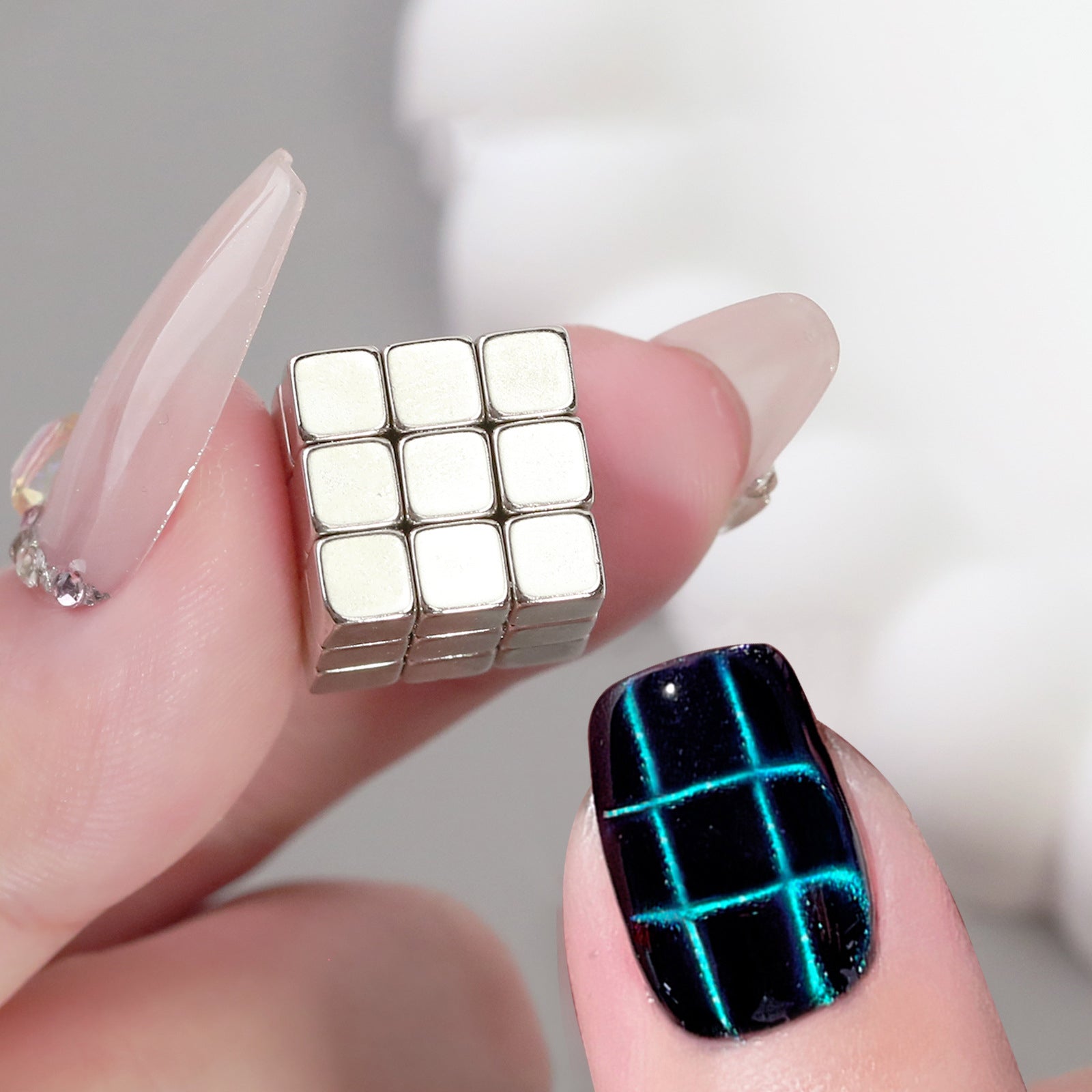 Chess Board Rubik's Cube Nail Magnet - DIY Nails Tool - Secret Teddy