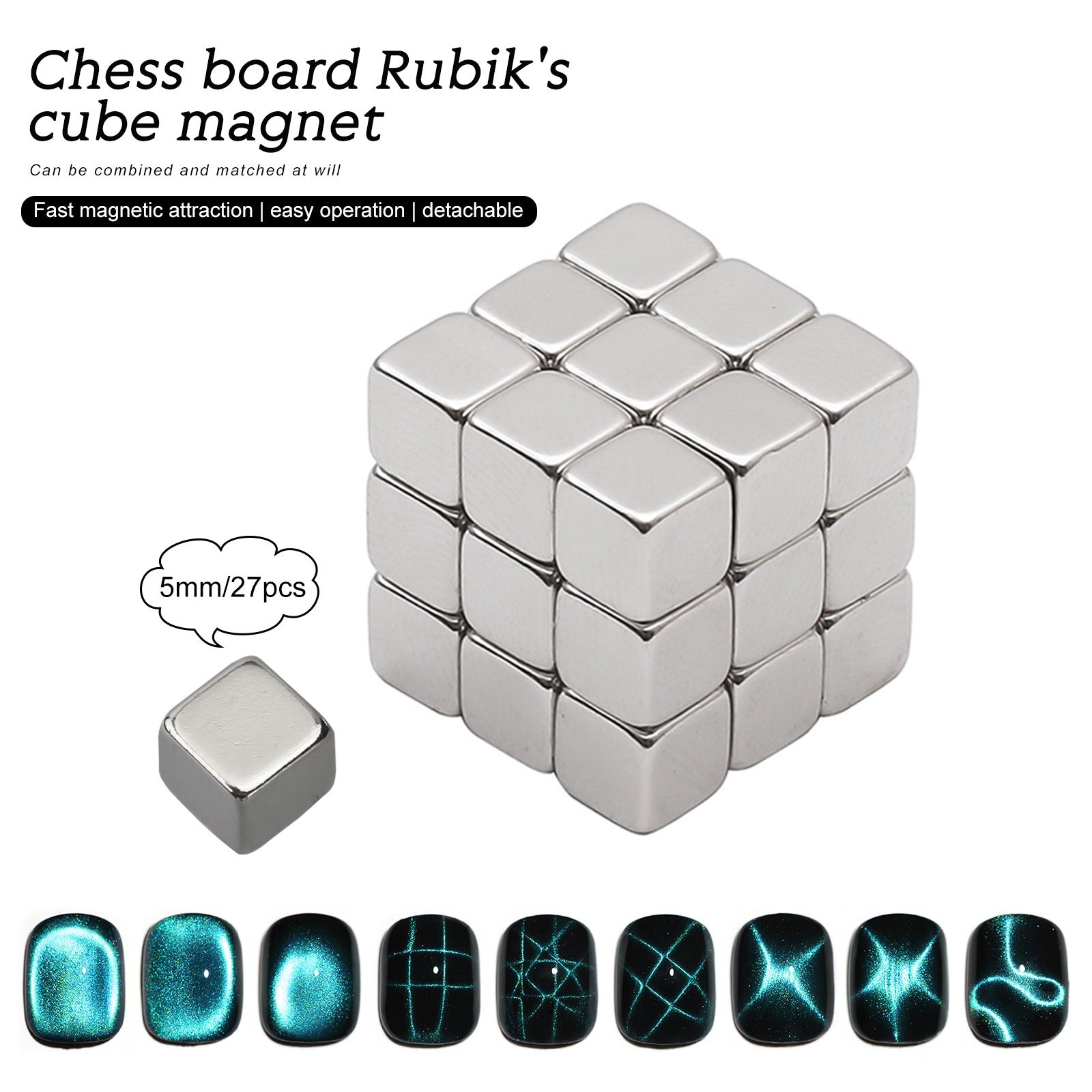 Chess Board Rubik's Cube Nail Magnet - DIY Nails Tool - Secret Teddy