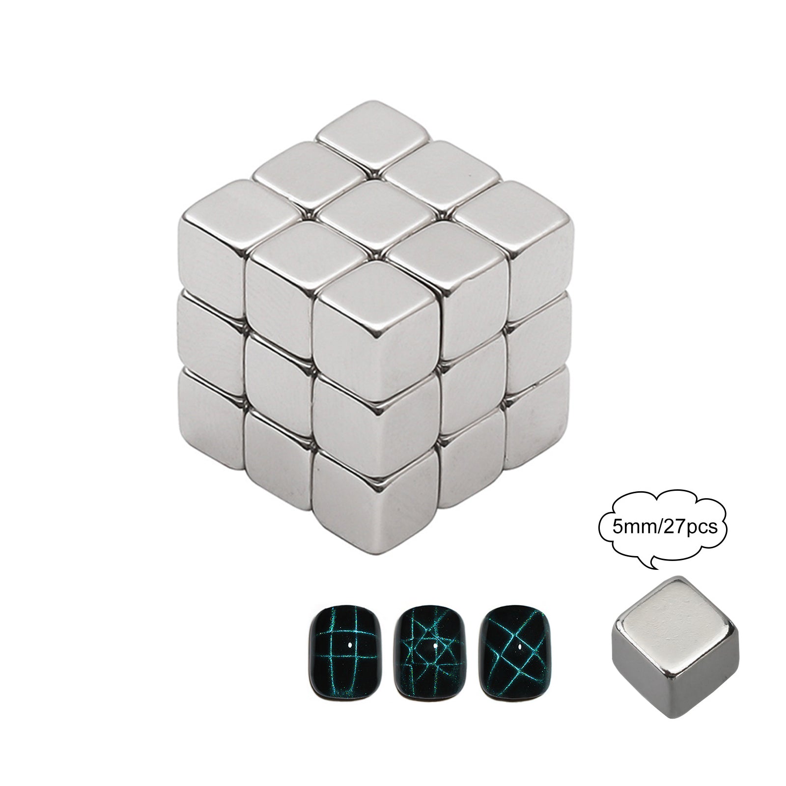 Chess Board Rubik's Cube Nail Magnet - DIY Nails Tool - Secret Teddy