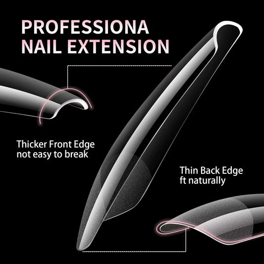Extensions d'ongles transparentes - Lot de 240 ongles - Stiletto
