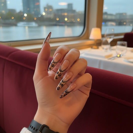 Handmade Reusable - Long Oval Nails - Tiger Print - Secret Teddy