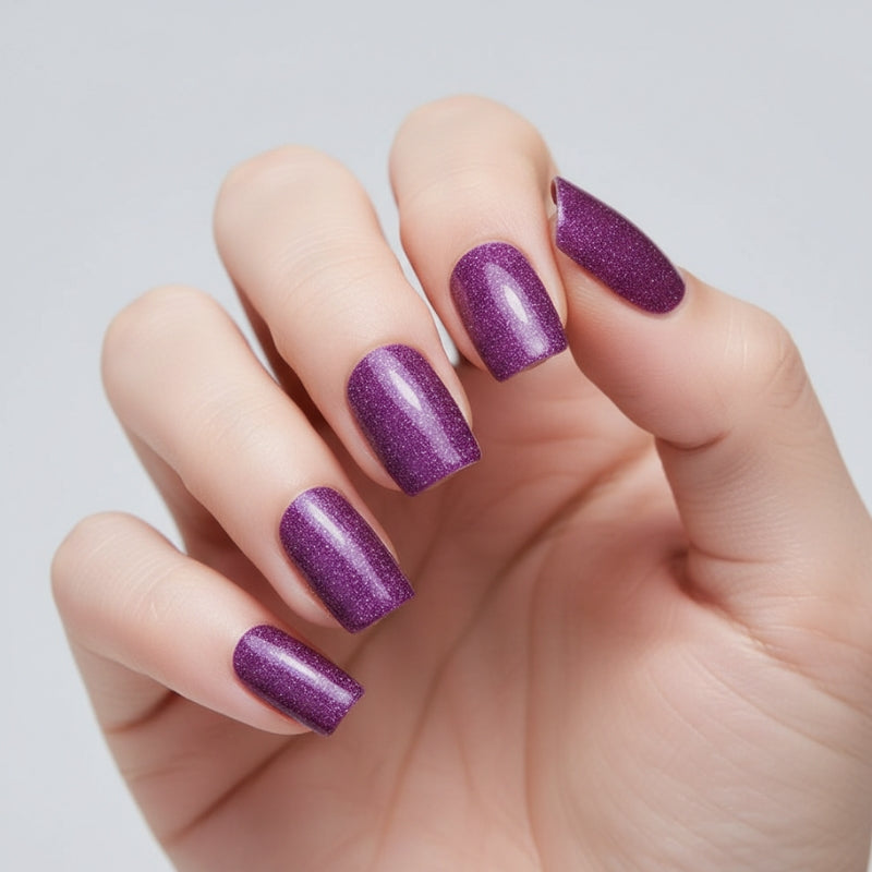 Dark Purple Glitter-Gel Nail Stickers — No UV Lamp Needed - Secret Teddy