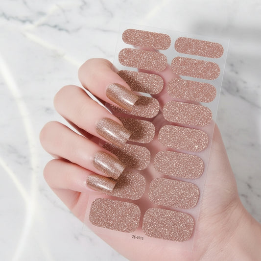 Rose Gold Glitter-Gel Nail Stickers — No UV Lamp Needed - Secret Teddy