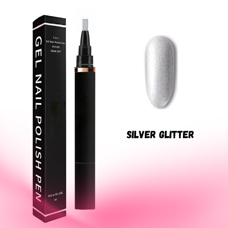 Gel Nail Polish Pen – Silver Glitter – 087