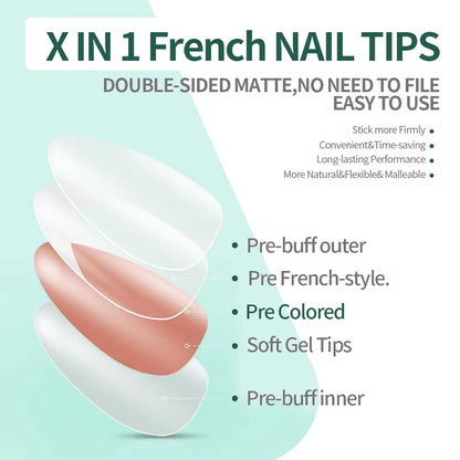 Lange, quadratische French-Nägel in Pink – Set mit 120 Nägeln