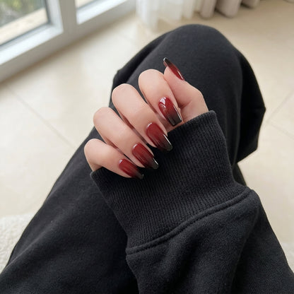 Burgundy Ombre-Gel Nail Stickers — No UV Lamp Needed - Secret Teddy
