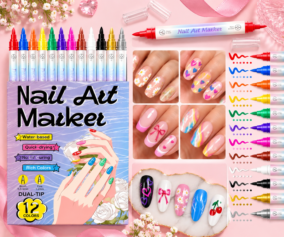 Nails Art Pen (Dual Tip - 12 Pens)