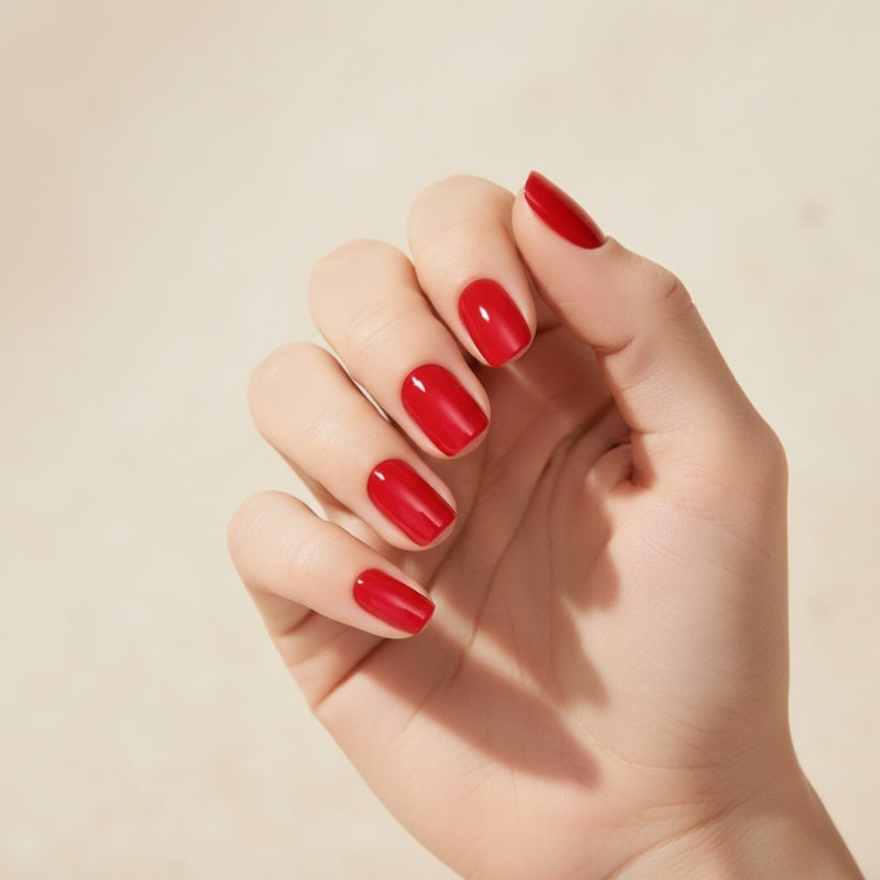 Glossy Red Nail Gel Strips - Secret Teddy