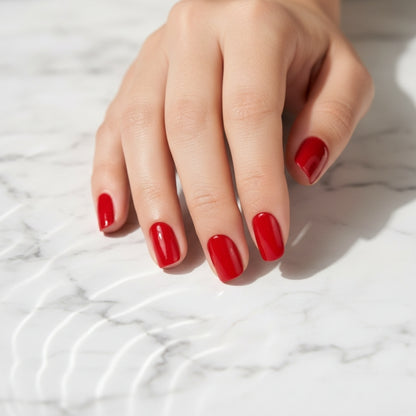 Glossy Red Nail Gel Strips - Secret Teddy