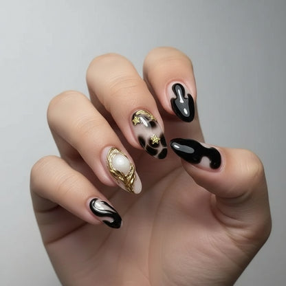 Golden Eclipse - 24 Nails Set - Secret Teddy