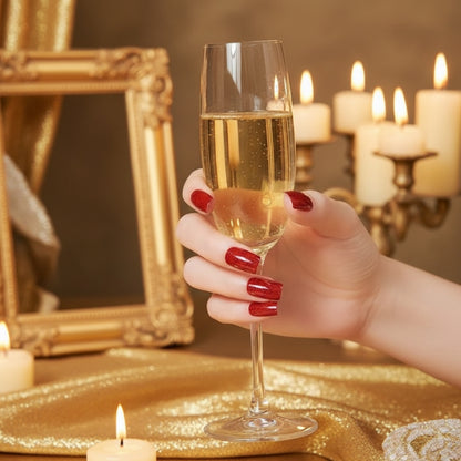 Red Glitter-Gel Nail Stickers — No UV Lamp Needed - Secret Teddy
