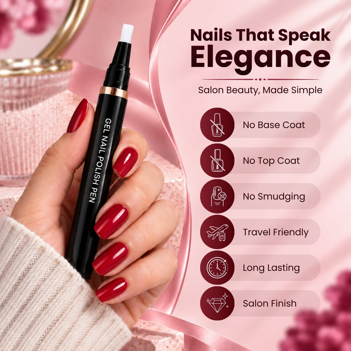Gel Nail Polish Pen – 086 – Jet Black - Secret Teddy