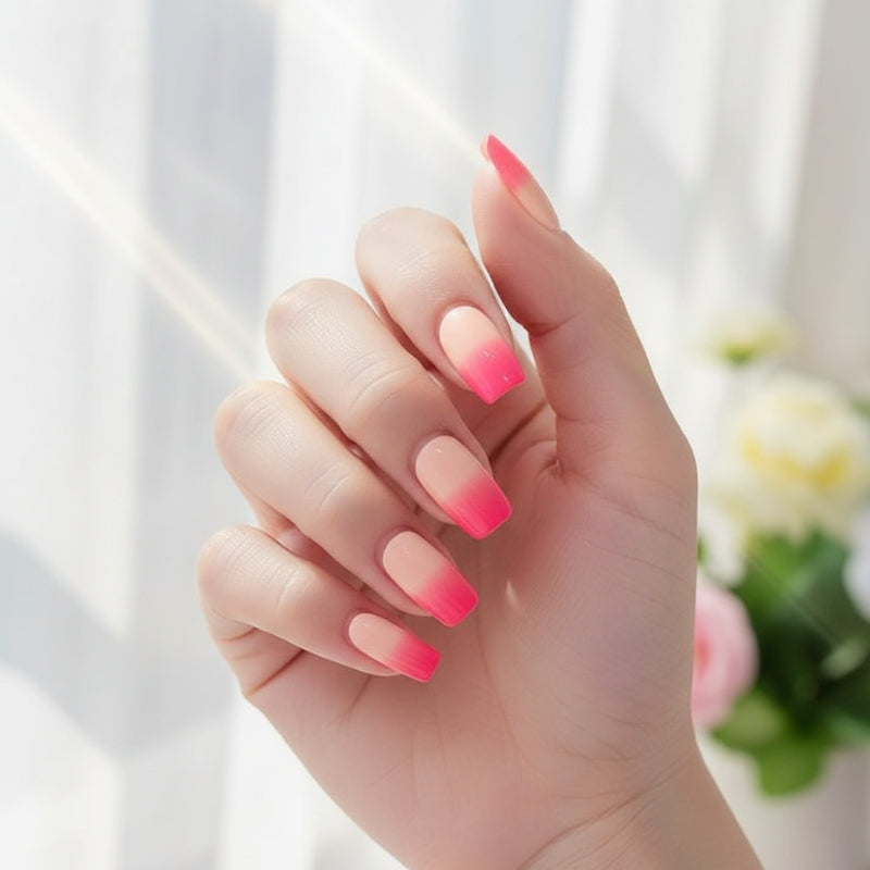 Neon Pink Ombre-Gel Nail Stickers — No UV Lamp Needed - Secret Teddy
