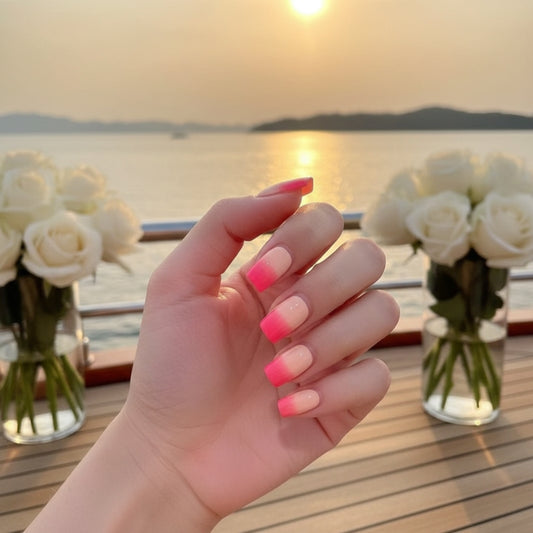 Neon Pink Ombre-Gel Nail Stickers — No UV Lamp Needed - Secret Teddy