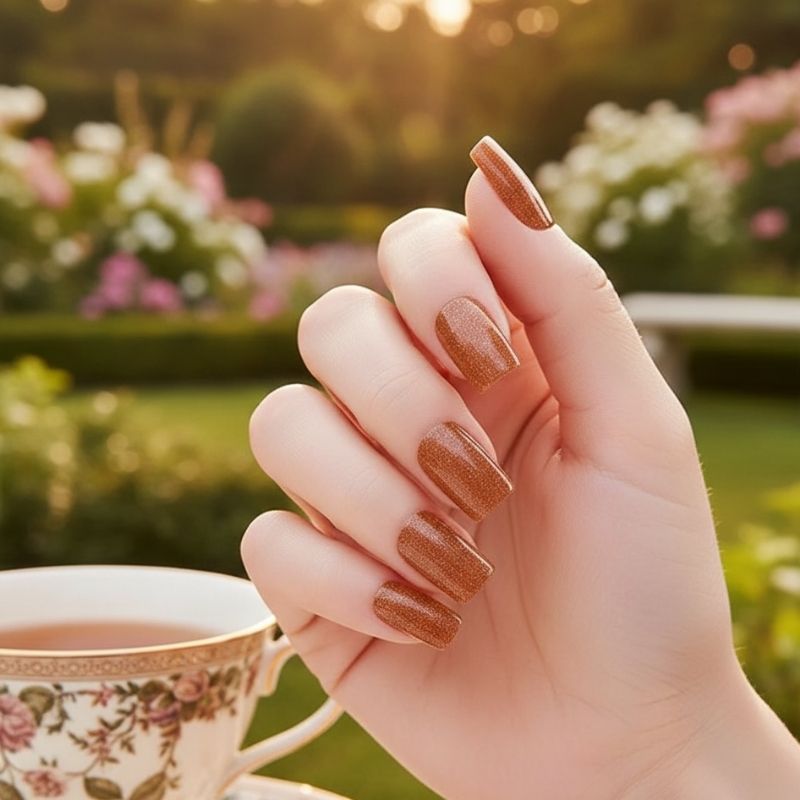 Copper Glitter-Gel Nail Stickers — No UV Lamp Needed - Secret Teddy