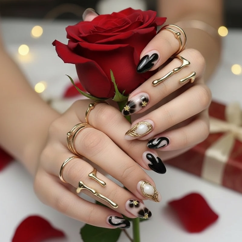 Golden Eclipse - 24 Nails Set - Secret Teddy