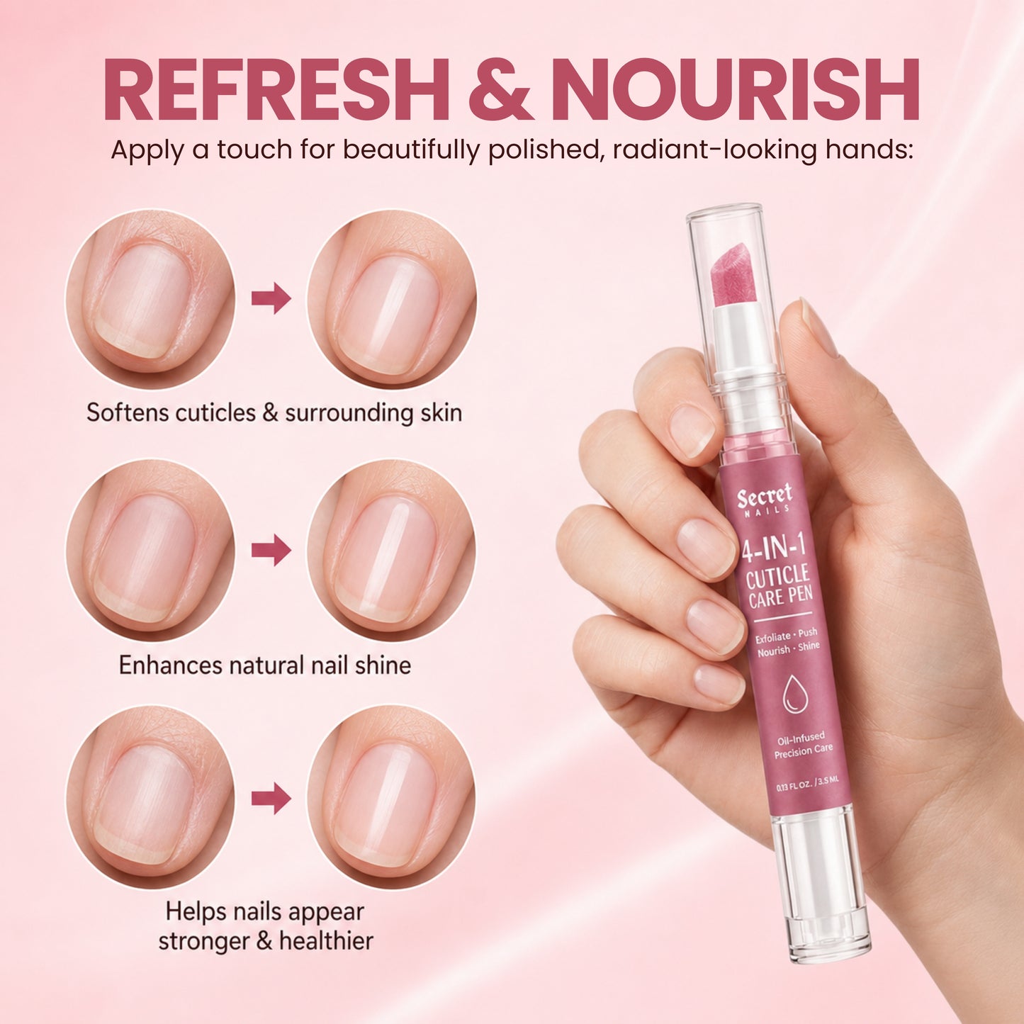 4-in-1 Cuticle Care Pen | Exfoliate • Nourish • Push • Shine