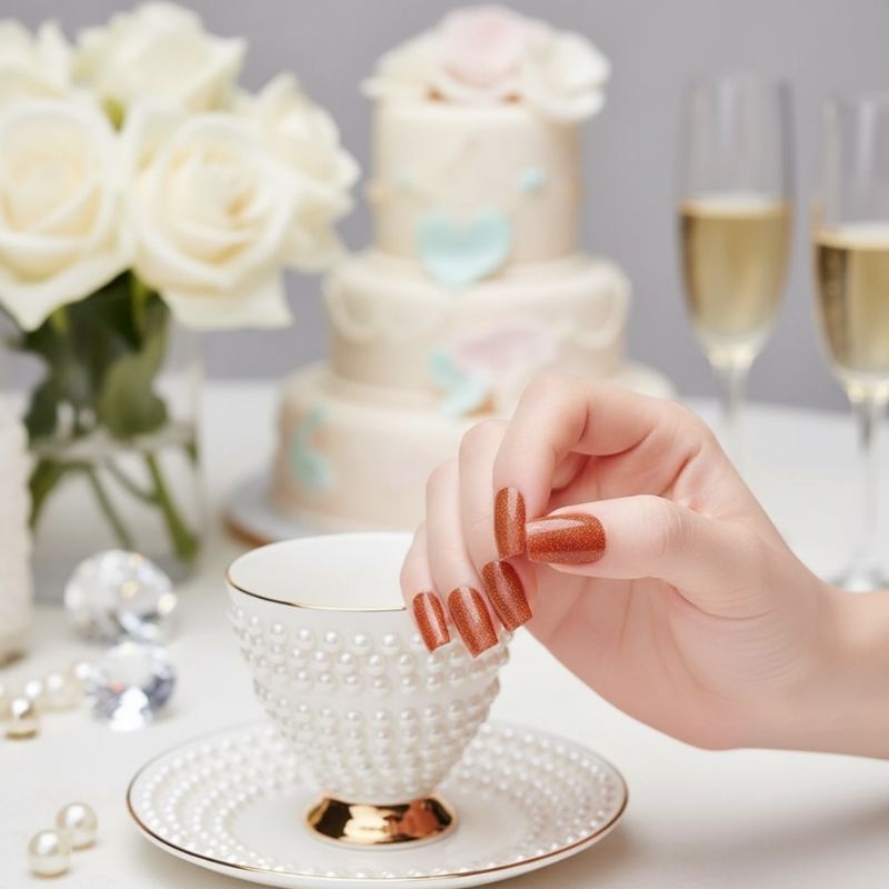 Copper Glitter-Gel Nail Stickers — No UV Lamp Needed - Secret Teddy
