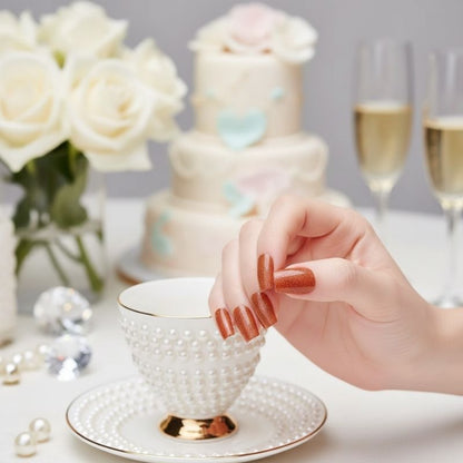 Copper Glitter-Gel Nail Stickers — No UV Lamp Needed - Secret Teddy