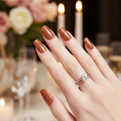 Copper Glitter-Gel Nail Stickers — No UV Lamp Needed - Secret Teddy