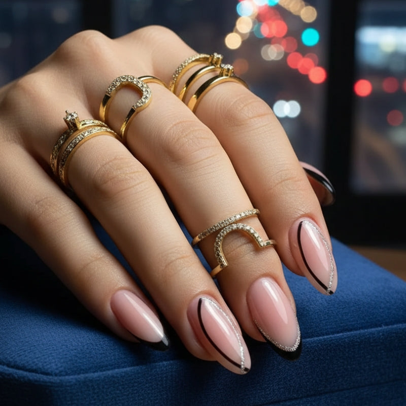 Midnight Elegance - 24 Nails Set - Secret Teddy