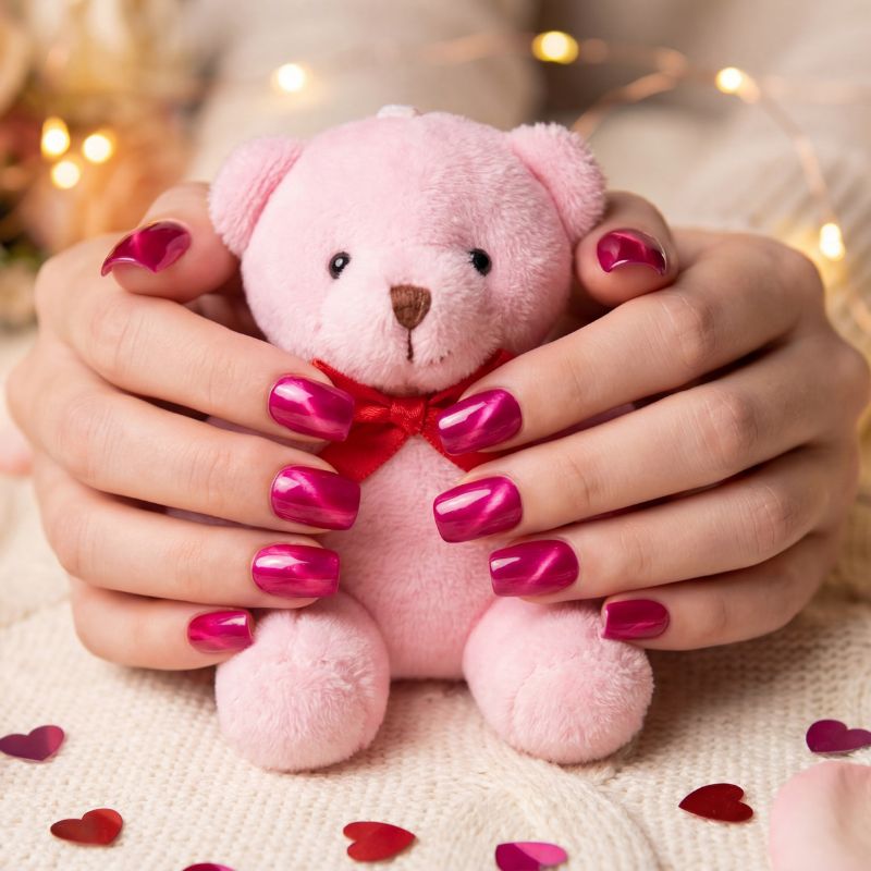 Rose Pink - Cat Eye Nails - Secret Teddy