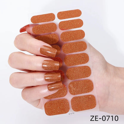 Copper Glitter-Gel Nail Stickers — No UV Lamp Needed