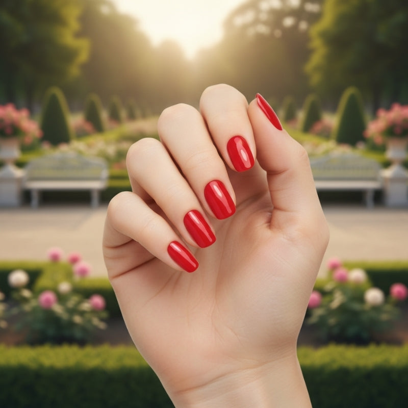 Glossy Red Nail Gel Strips - Secret Teddy