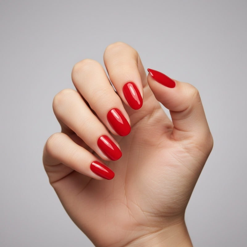 Glossy Red Nail Gel Strips - Secret Teddy