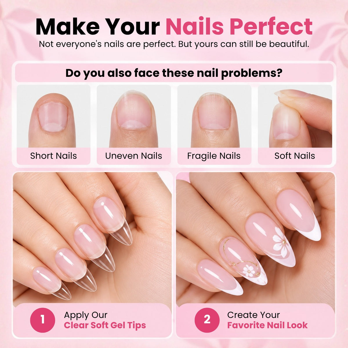 Clear Nail Extensions - 240 Nails Set - Secret Teddy