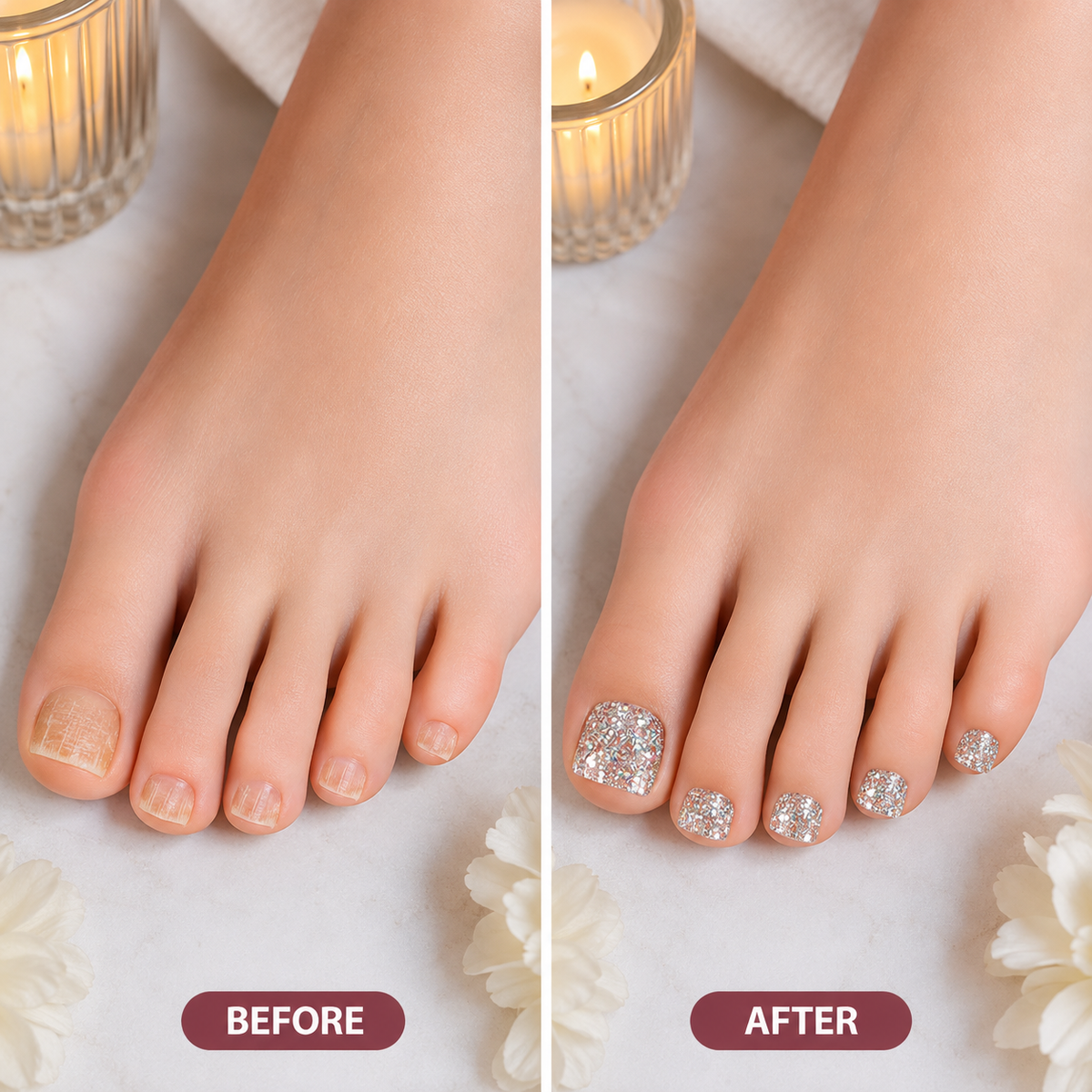 Secret Nails before and after nail transformation