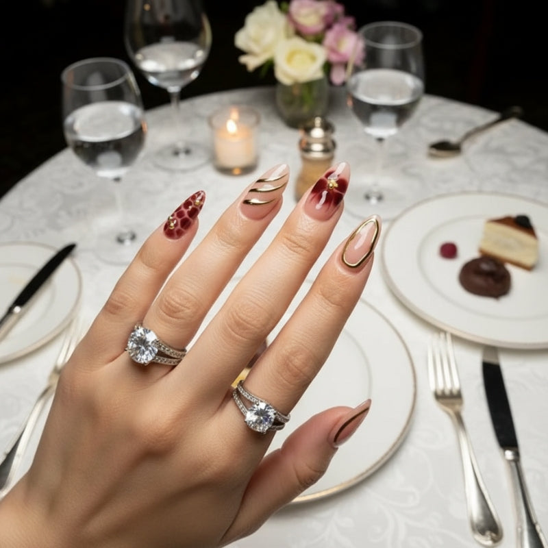 Opulent Flora - 24 Nails Set - Secret Teddy