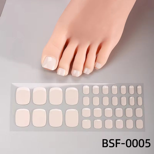 Milky White Toe Nails Gel Strips - No UV Lamp Needed