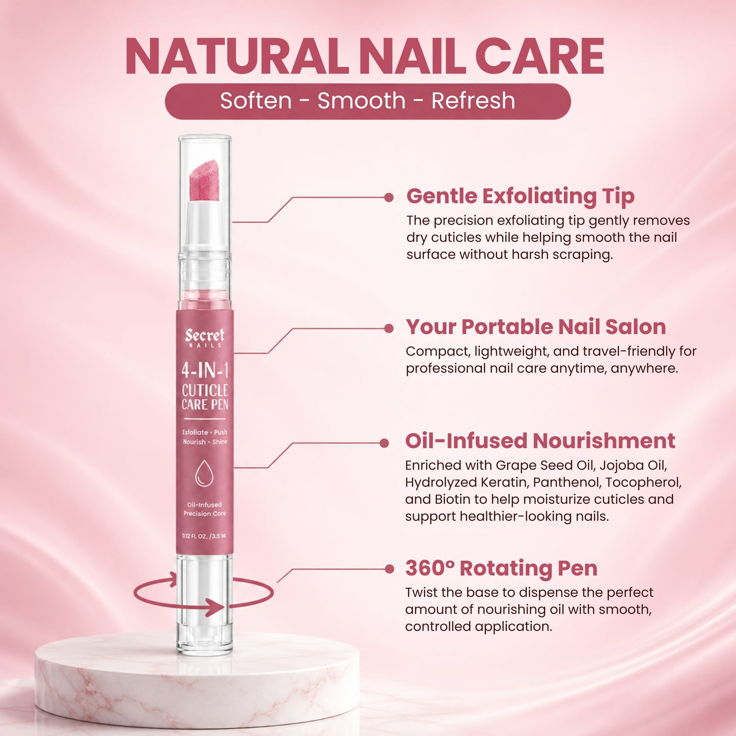 4-in-1 Cuticle Care Pen | Exfoliate • Nourish • Push • Shine