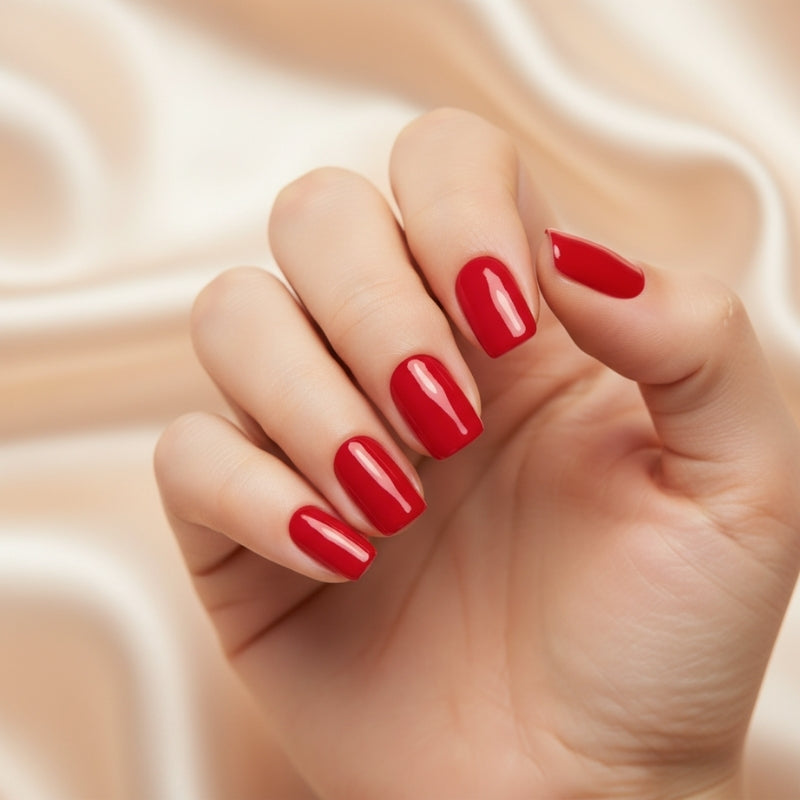 Glossy Red Nail Gel Strips - Secret Teddy